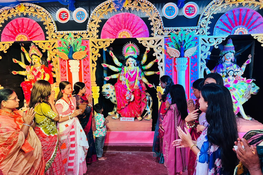 শ্রীমঙ্গলে আগাম দুর্গাপূজা, নয় রূপে দেবীর আরাধনা