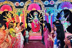 শ্রীমঙ্গলে আগাম দুর্গাপূজা, নয় রূপে দেবীর আরাধনা