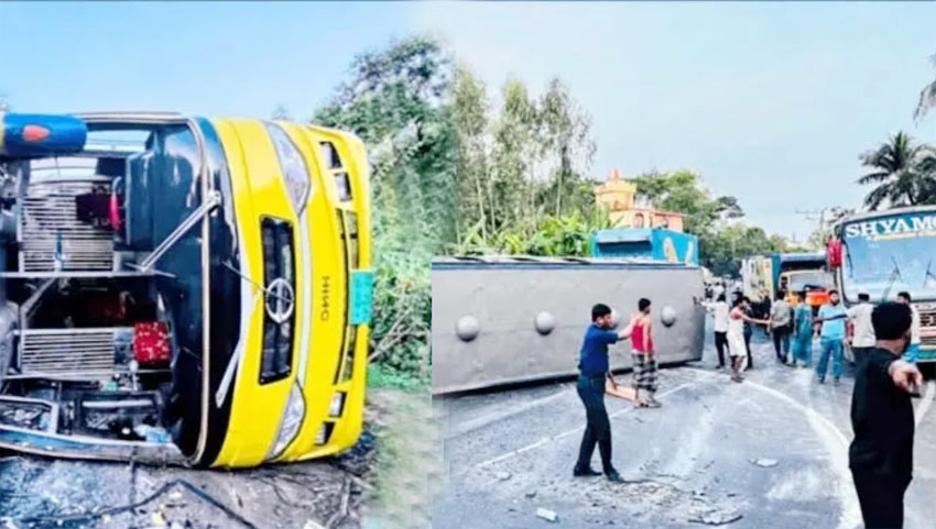 চট্টগ্রাম-কক্সবাজার মহাসড়কে বাস উল্টে আহত অন্তত ২০ চট্টগ্রাম-কক্সবাজার মহাসড়কে বাস উল্টে আহত অন্তত ২০